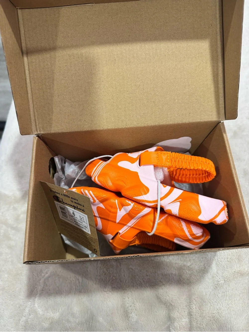Champion Orange & White Kids' Logo Slide Sandals